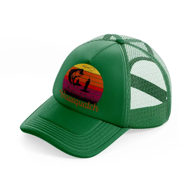 bassquatch green trucker hat
