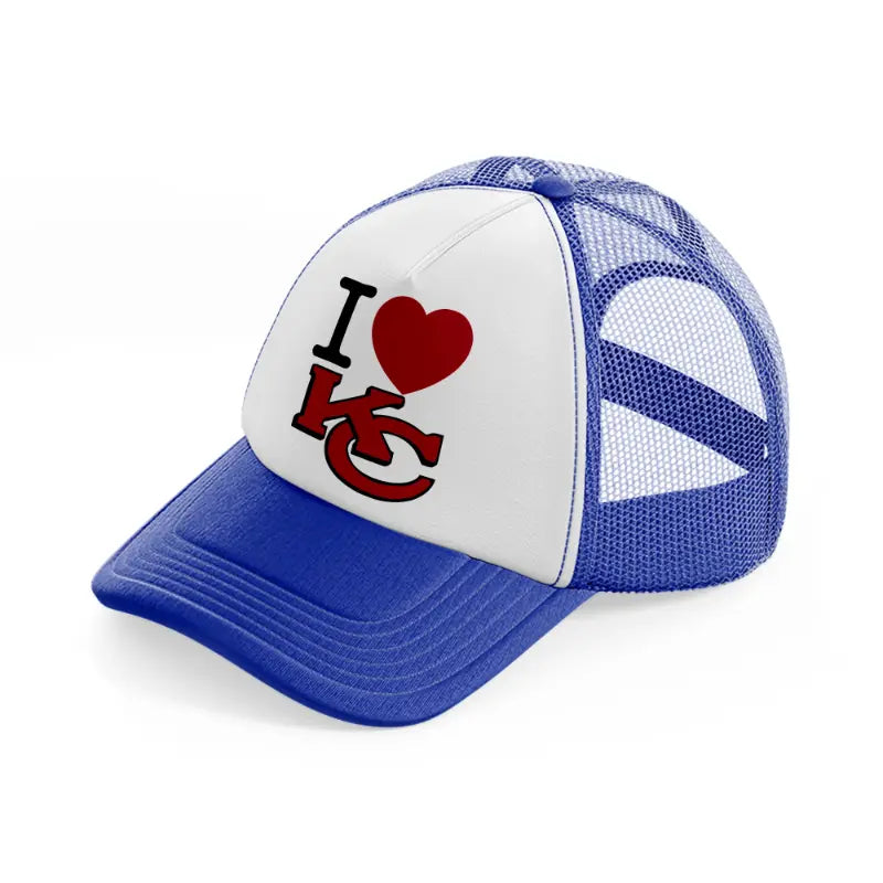 i love kc blue and white trucker hat