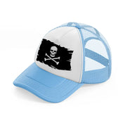pirate flag sky blue trucker hat