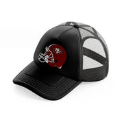 49ers red helmet black trucker hat