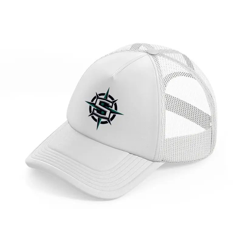 seattle mariners emblem white trucker hat