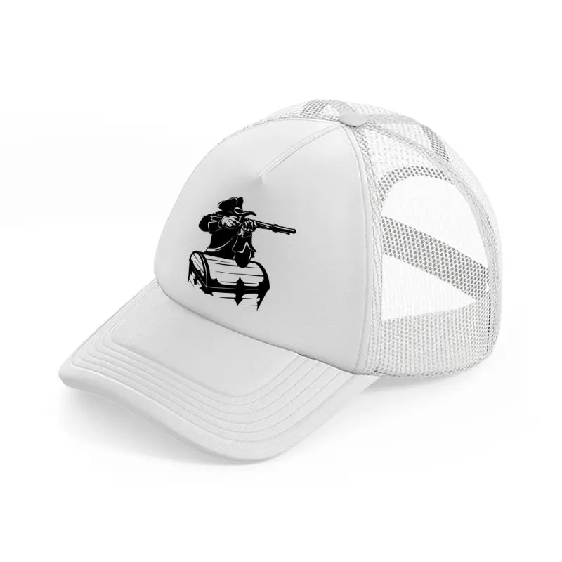 pirate chest white trucker hat