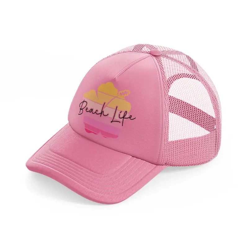 beach life hibiscus flower pink trucker hat