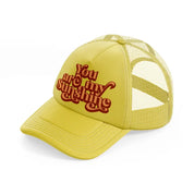 quote 01 gold trucker hat
