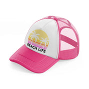 beach life retro sun neon pink trucker hat