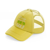 easily distracted by golf balls gold trucker hat