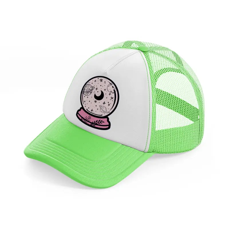 crystal magic ball lime green trucker hat