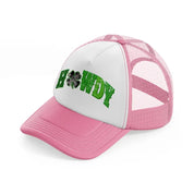 howdy clover pink and white trucker hat
