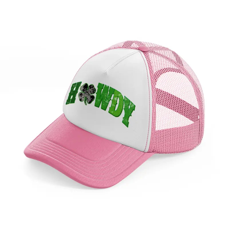 howdy clover pink and white trucker hat