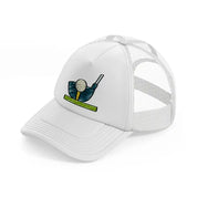 golf ball stick white trucker hat