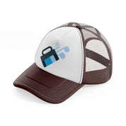 golf bag blue brown trucker hat