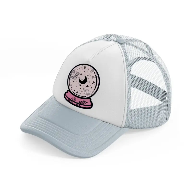 crystal magic ball grey trucker hat