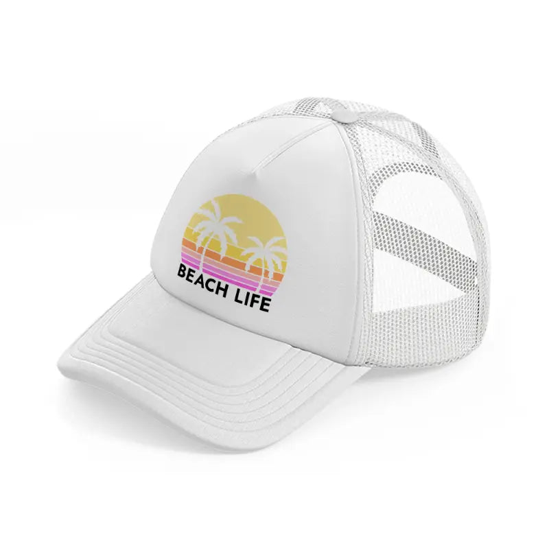 beach life retro sun white trucker hat