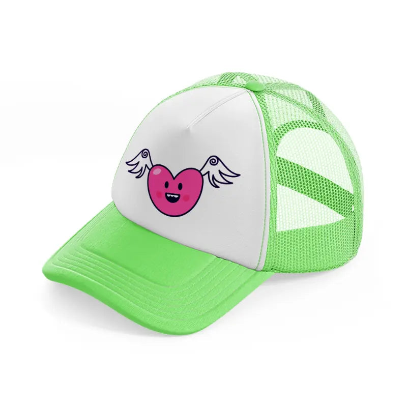 flying heart lime green trucker hat