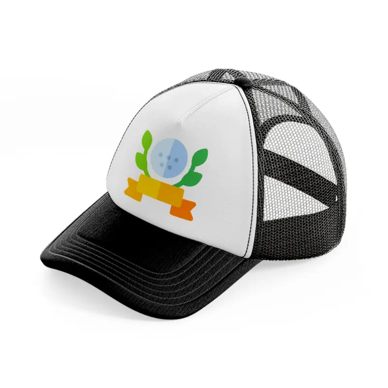 golf ball color black and white trucker hat
