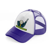 golf ball stick purple trucker hat