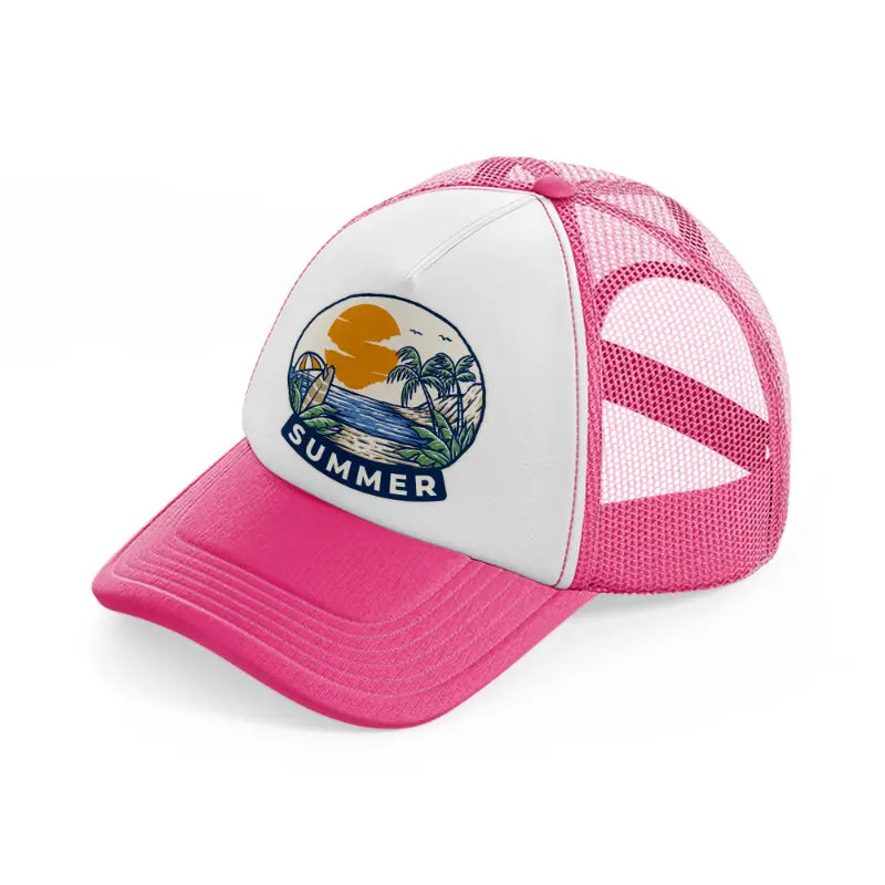summer neon pink trucker hat