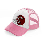 49ers red helmet pink and white trucker hat
