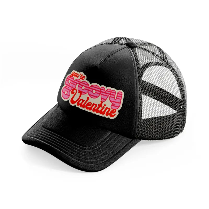 groovy love sentiments gs 01 black trucker hat