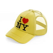 i love ny gold trucker hat