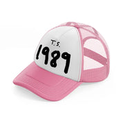 t.s. 1989 pink and white trucker hat