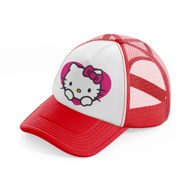 hello kitty love red and white trucker hat