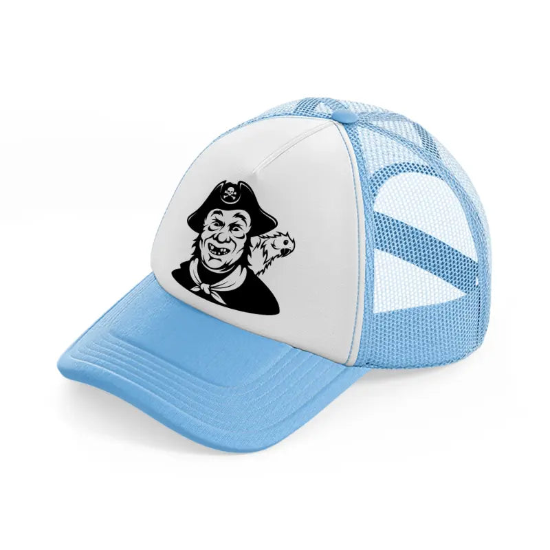pirate crew bird sky blue trucker hat