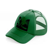 dog & hunter green trucker hat