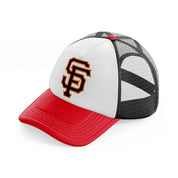 sf emblem red and black trucker hat