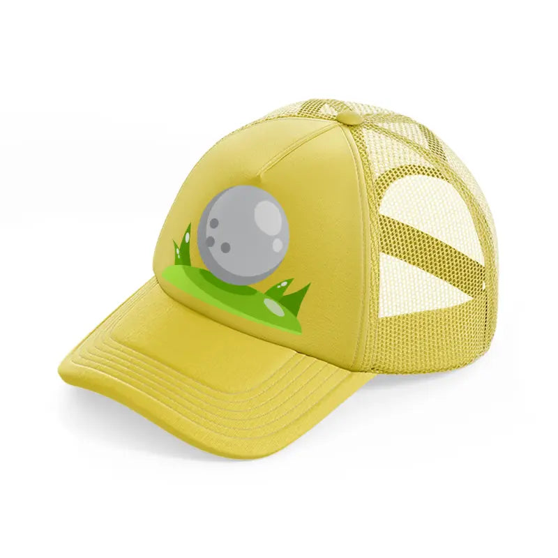 golf ball white gold trucker hat