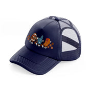 football characters navy blue trucker hat