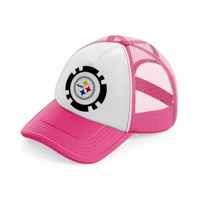pittsburgh steelers emblem neon pink trucker hat