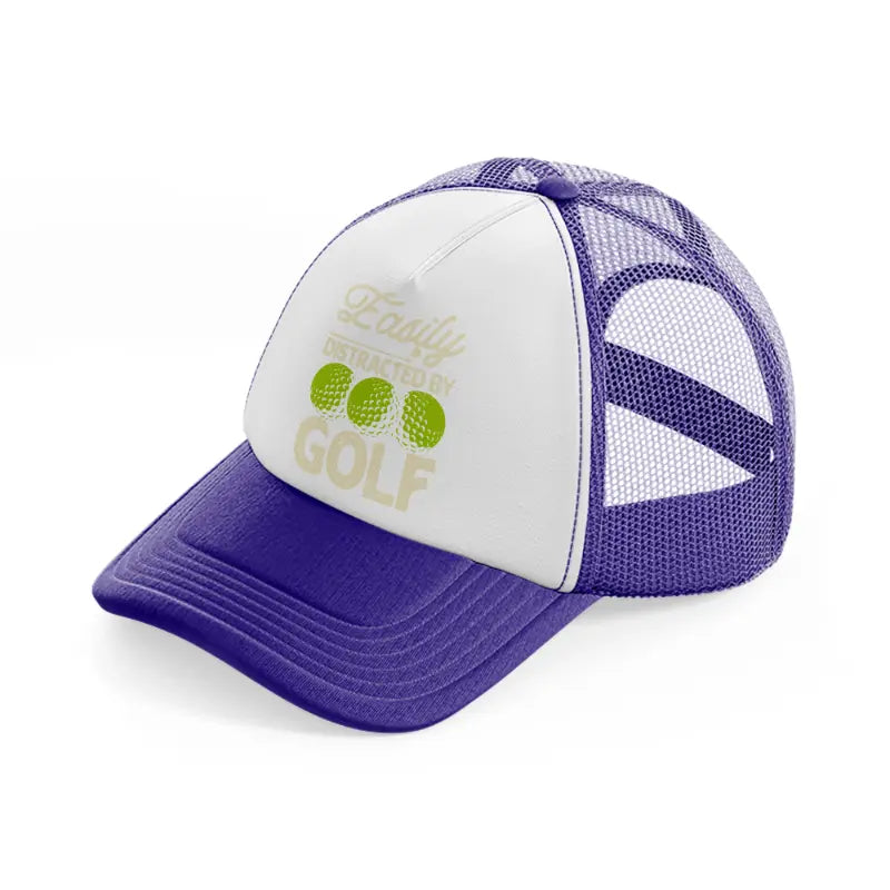 easily distracted by golf balls purple trucker hat