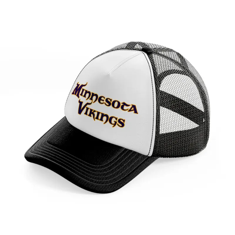 minnesota vikings text black and white trucker hat