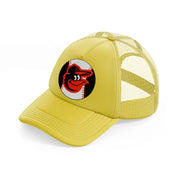 baltimore orioles baseball ball gold trucker hat