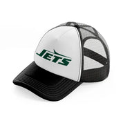 new york jets text black and white trucker hat