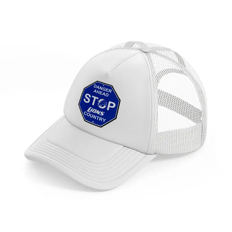 danger ahead lions country white trucker hat