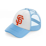 sf orange emblem sky blue trucker hat