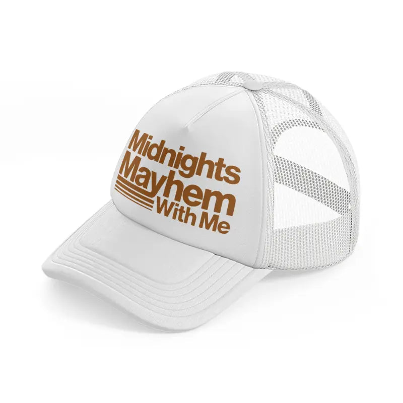 midnights mayhem with me white trucker hat