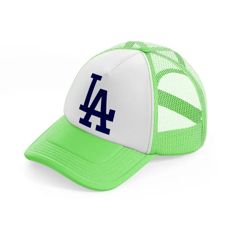la emblem lime green trucker hat