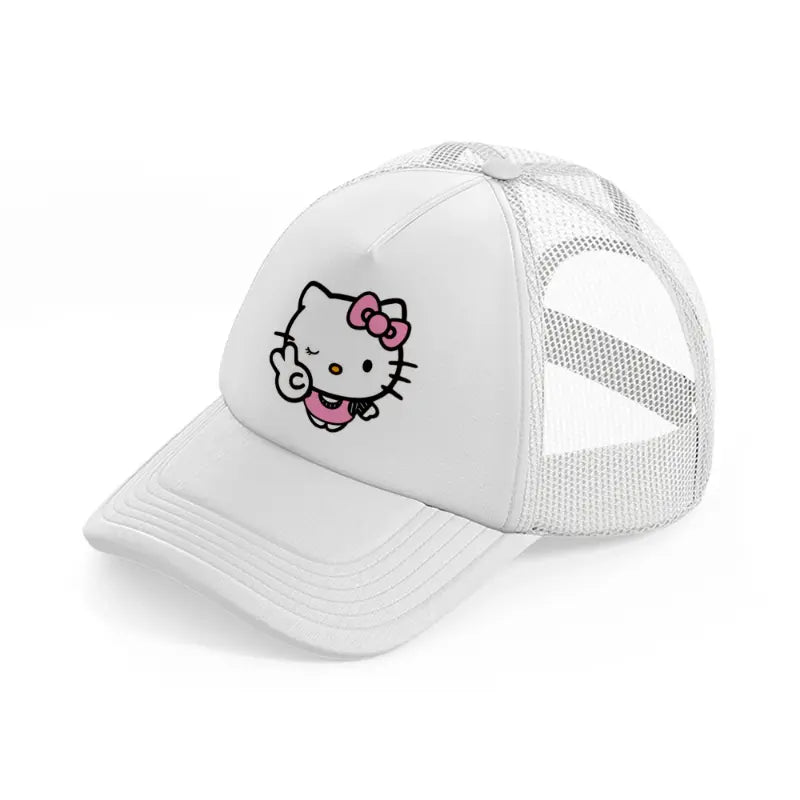 hello kitty v white trucker hat