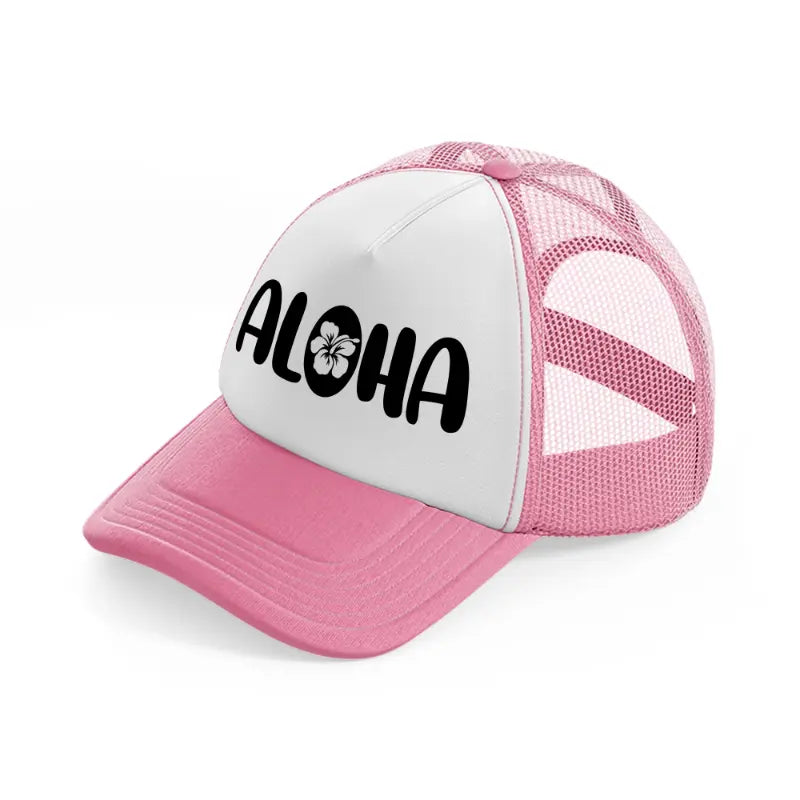 aloha pink and white trucker hat