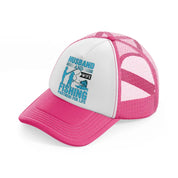 husband and wife fishing partners for life neon pink trucker hat