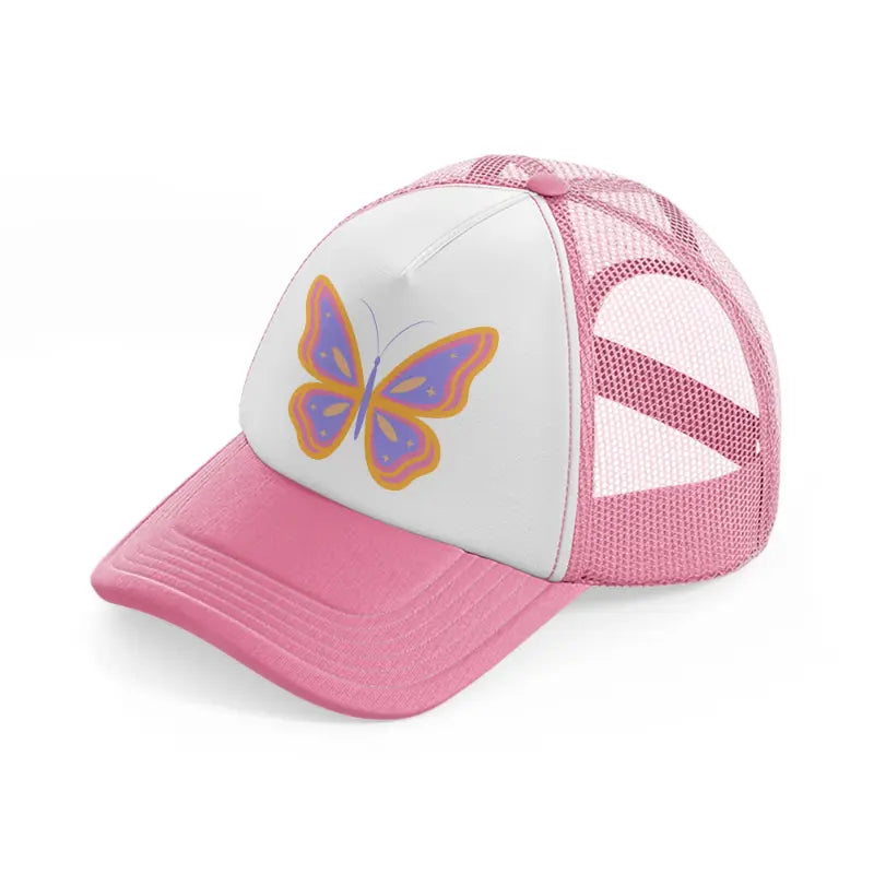colorful butterfly pink and white trucker hat