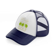 easily distracted by golf balls navy blue and white trucker hat