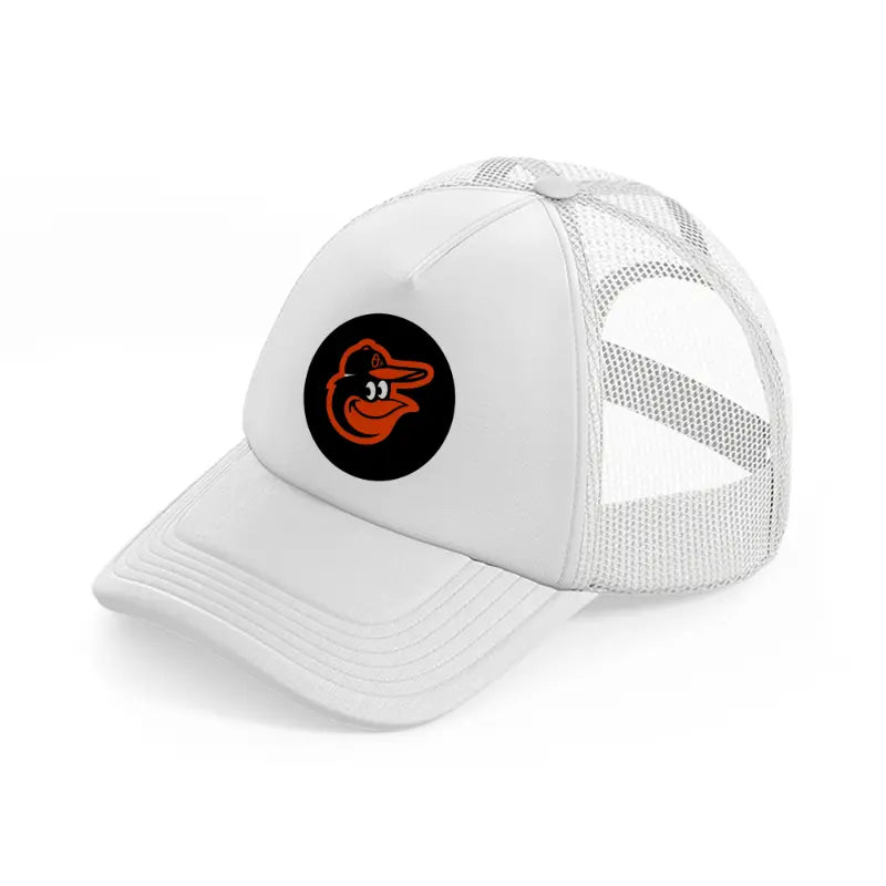 baltimore orioles black badge white trucker hat