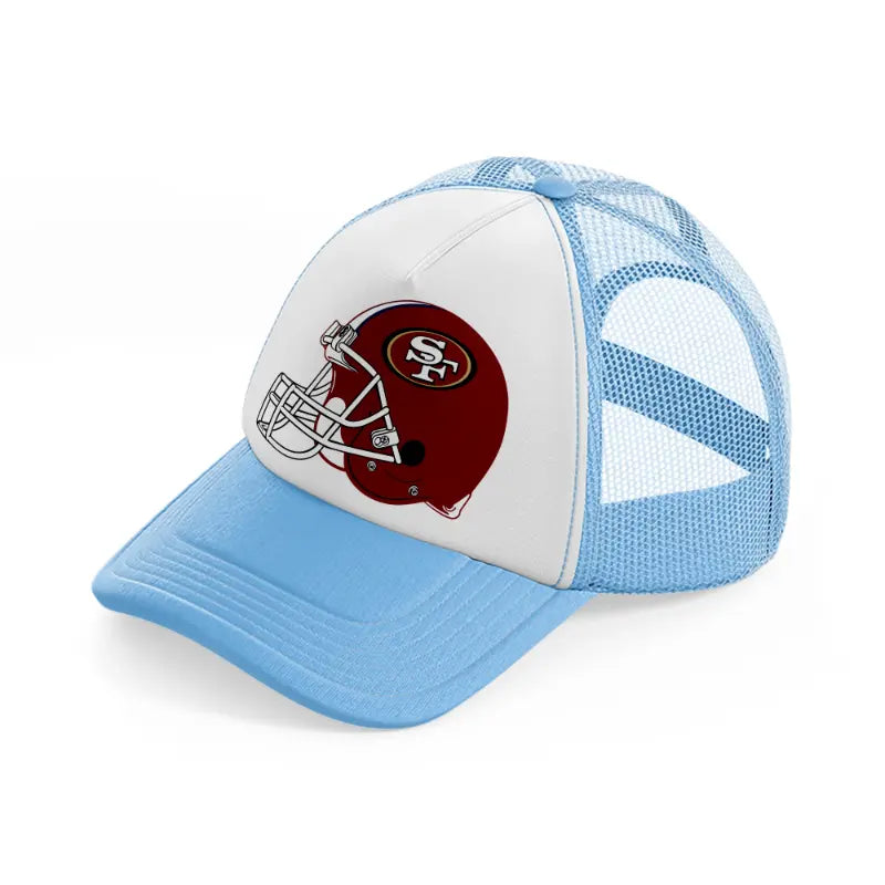 49ers red helmet sky blue trucker hat