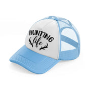 hunting life horns sky blue trucker hat