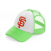 sf orange emblem lime green trucker hat