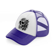 skull head flower purple trucker hat